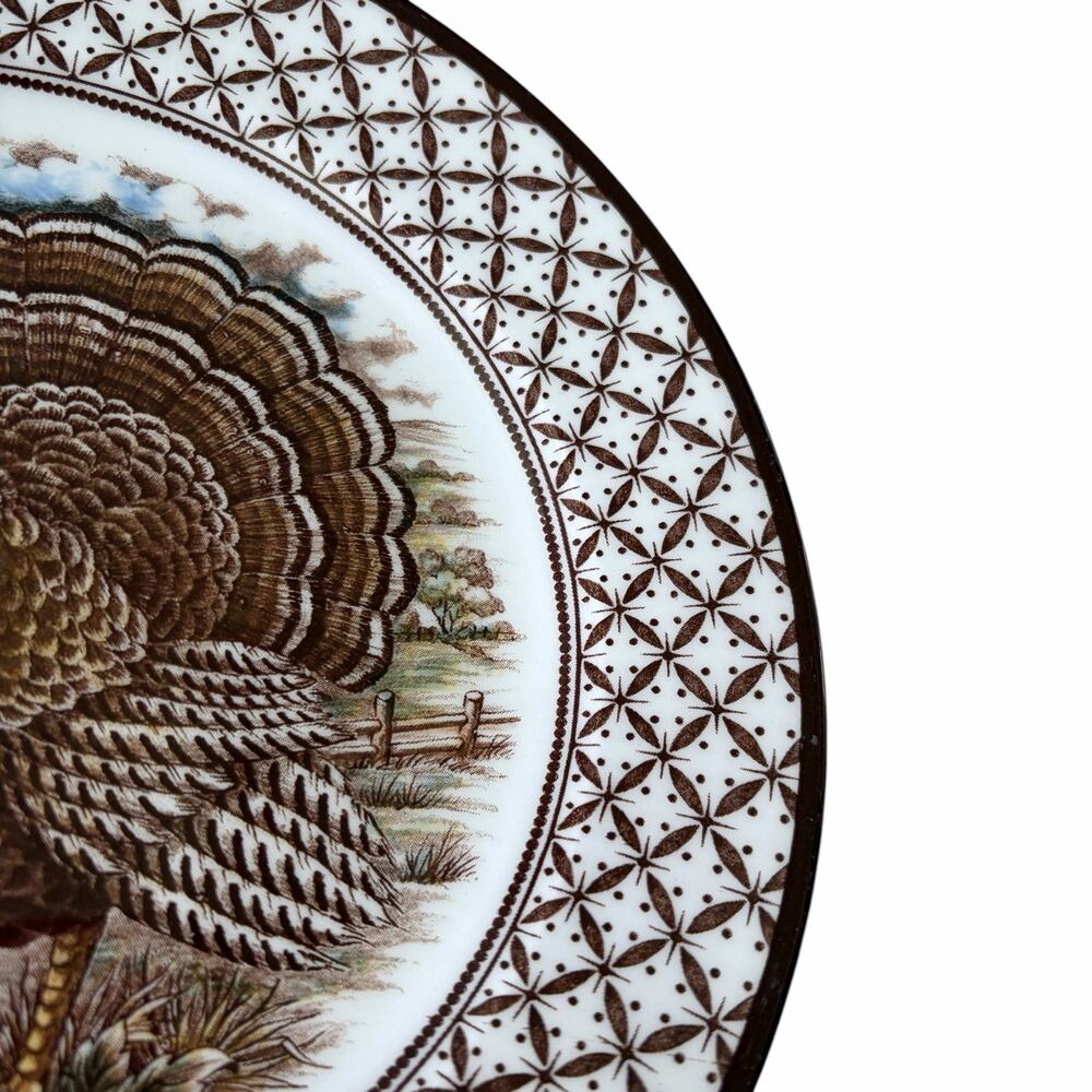 4 Royal Stafford Thanksgiving TURKEY Porcelain Salad Plates 8in England NEW - Picture 6 of 11